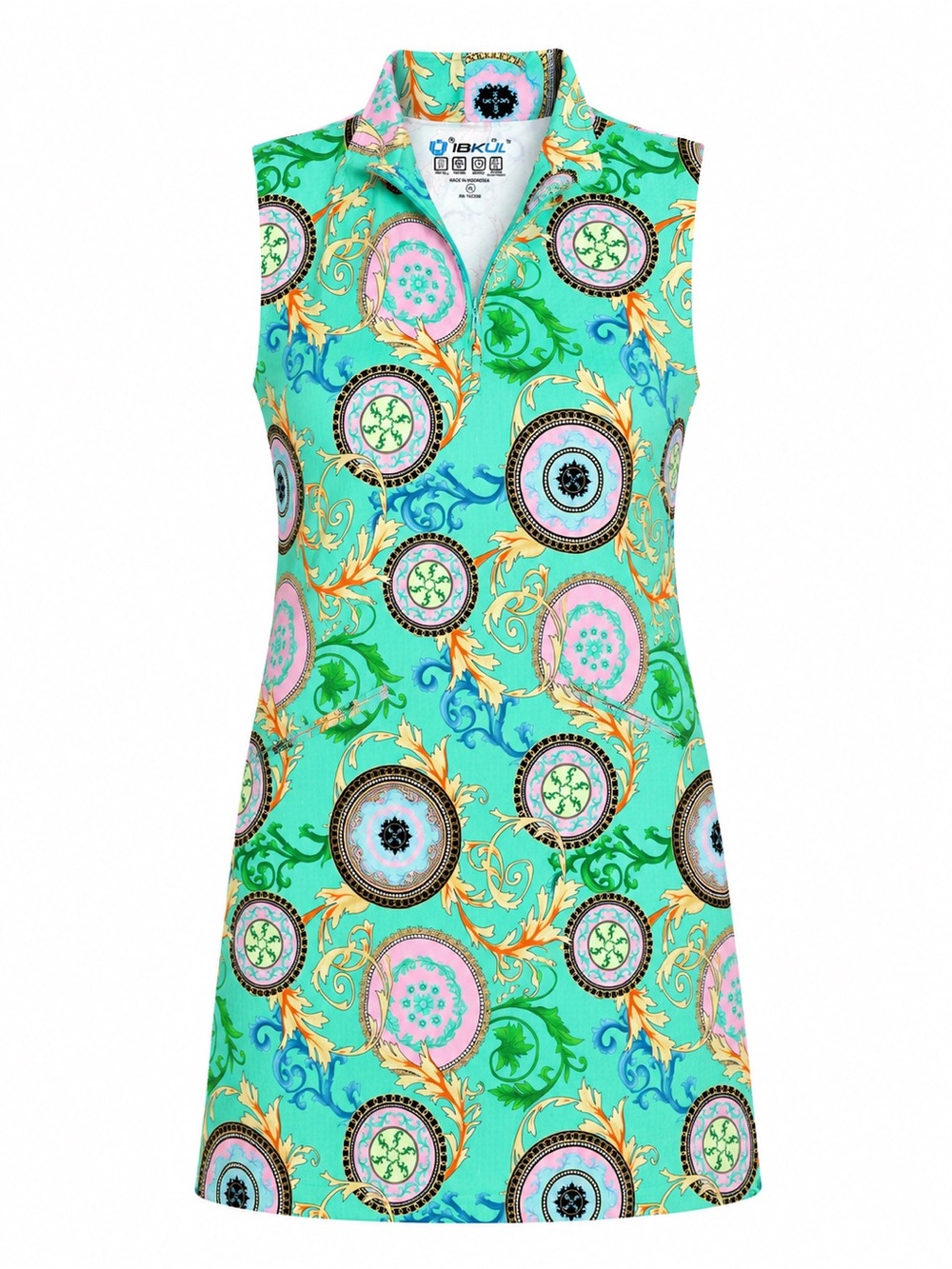 IBKUL Womens Debbie Print Sleeveless Zip Mock Golf Dress Size XL - Picture 1 of 6